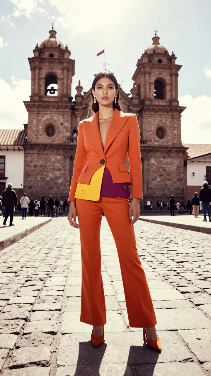 The Flat Glare Of Noon Light on Fashion Portrait in Cusco in in Cusco, Peru