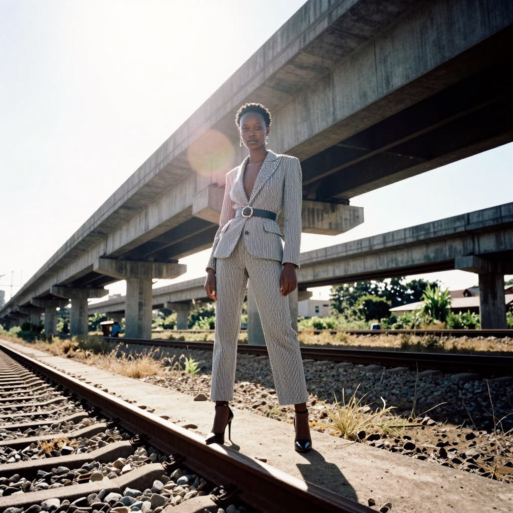 The Flat Glare Of Noon Light on Fashion Portrait in Johannesburg in in Johannesburg, South Africa