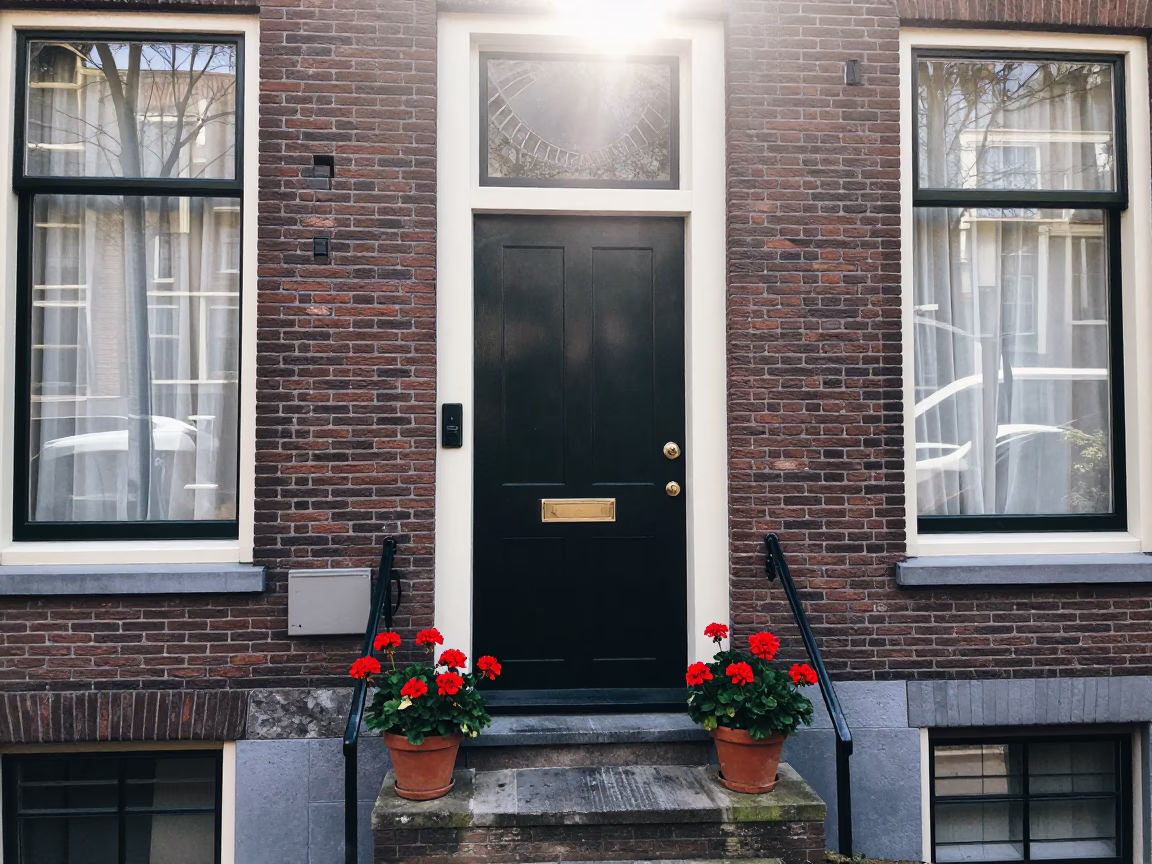The Flat Glare Of Noon Light on House Entrance in Amsterdam in in Amsterdam, Netherlands