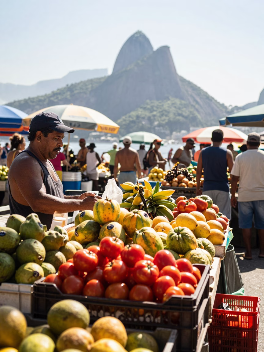 The Flat Glare Of Noon Light on Market Stall in Rio De Janeiro in in Rio de Janeiro, Brazil