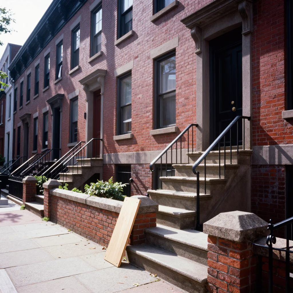 The Flat Glare Of Noon Light on Stone Steps in Boston in in Boston, Massachusetts, United States