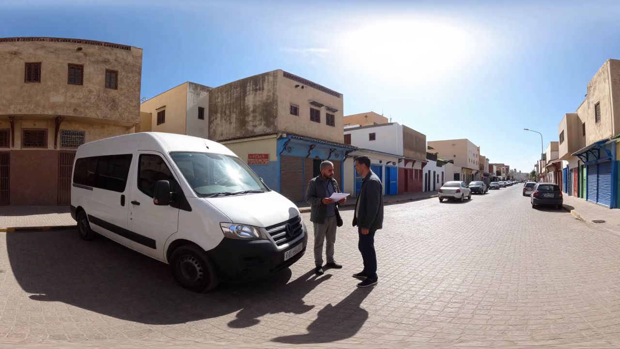 The Flat Glare Of Noon Light on Street Scene in Casablanca in in Casablanca, Morocco
