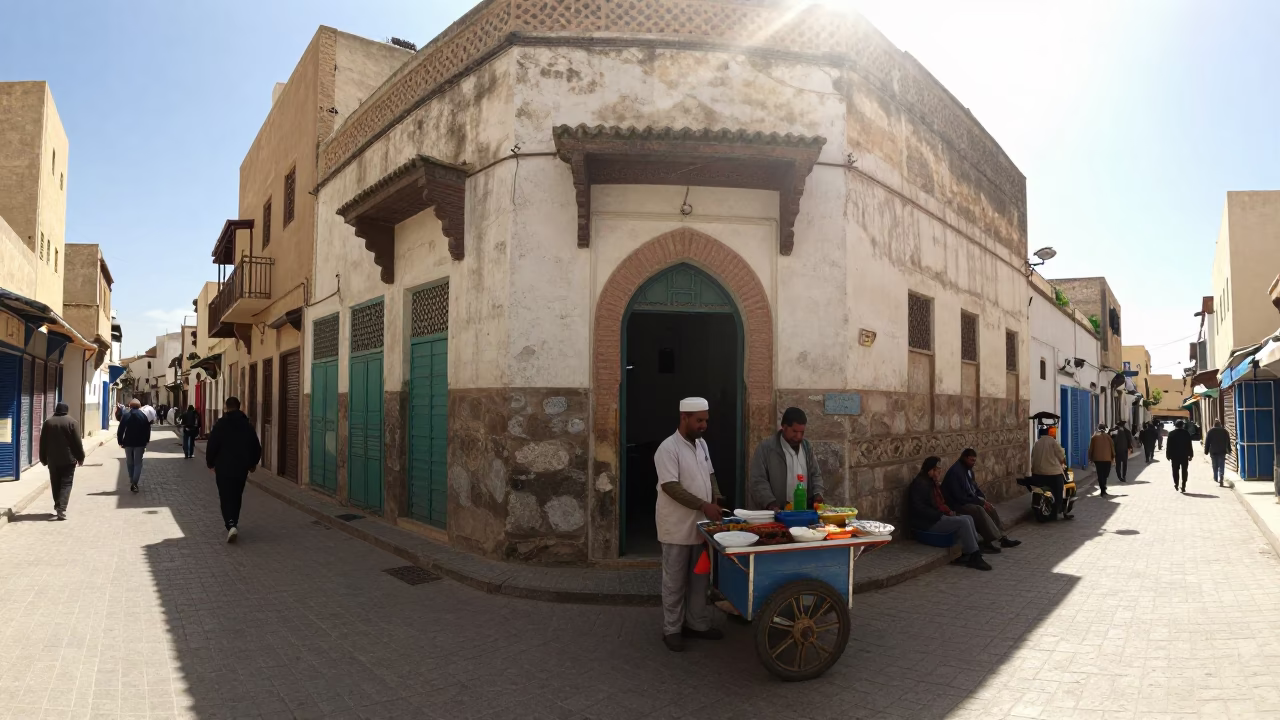 The Flat Glare Of Noon Light on Street Scene in Casablanca in in Casablanca, Morocco