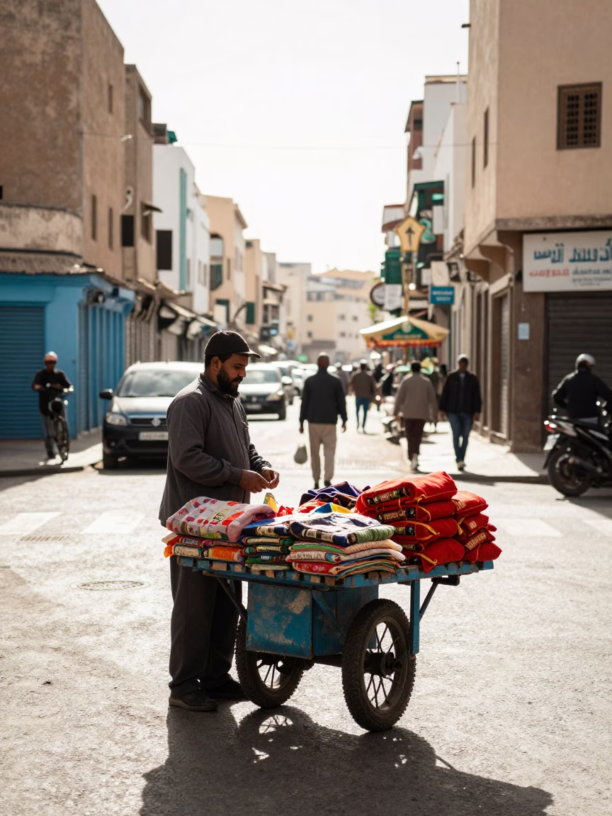 The Flat Glare Of Noon Light on Street Scene in Casablanca in in Casablanca, Morocco