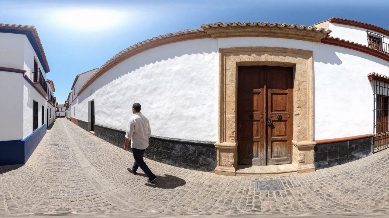 The Flat Glare Of Noon Light on Street Scene in Granada in in Granada, Spain