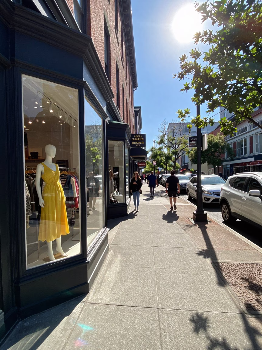 The Flat Glare Of Noon Light on Street Scene in Portland in in Portland, Oregon, United States