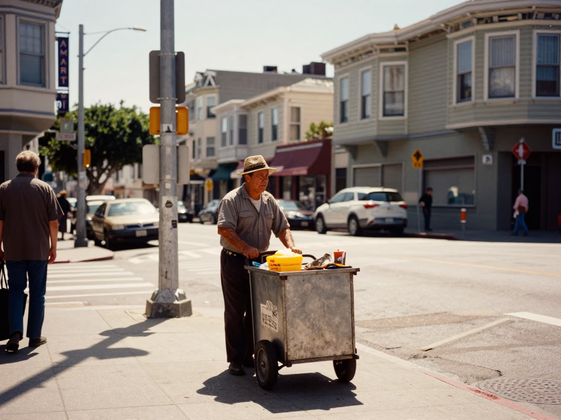 The Flat Glare Of Noon Light on Street Scene in San Francisco in in San Francisco, California, United States