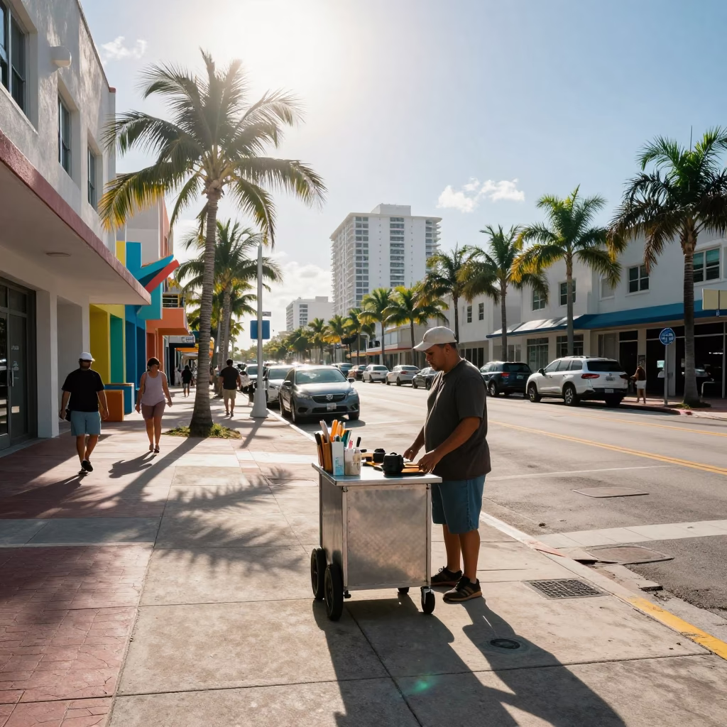 The Flat Glare Of Noon Light on Sunlight Glare in Miami in in Miami, Florida, United States