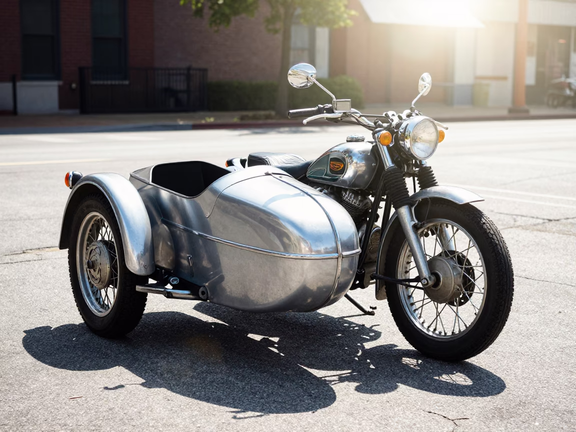 The Flat Glare Of Noon Light on Vintage Motorcycle in Nashville in in Nashville, Tennessee, United States