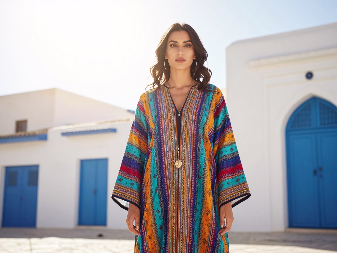 The Flat Glare Of Noon Light on Woman in Tunis in in Tunis, Tunisia