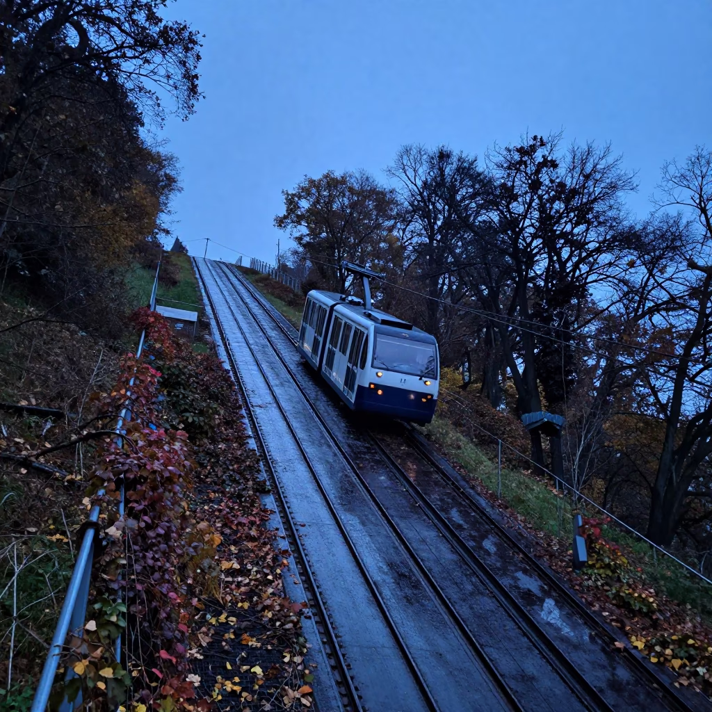 The Last Blue Light Of Evening on Ascending Hill in Bergen in in Bergen, Norway