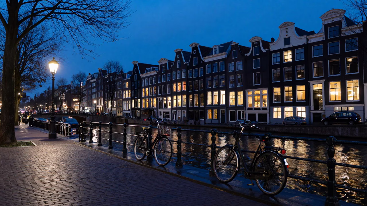 The Last Blue Light Of Evening on Blue Hour in Amsterdam in in Amsterdam, Netherlands