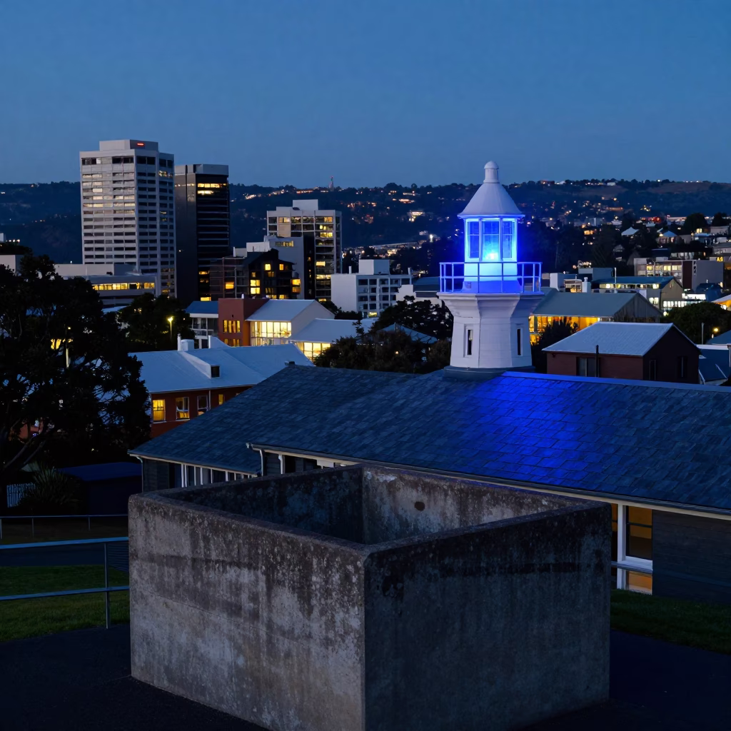 The Last Blue Light Of Evening on Blue Light in Hobart in in Hobart, Tasmania, Australia