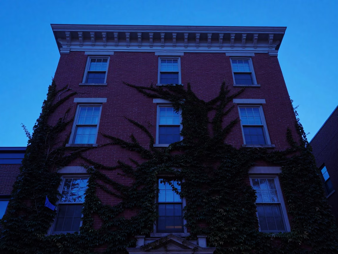 The Last Blue Light Of Evening on Building Facade in Philadelphia in in Philadelphia, Pennsylvania, United States