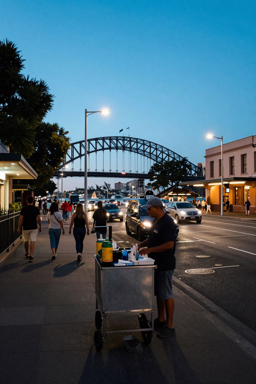 The Last Blue Light Of Evening on Corner Evening in Sydney in in Sydney, New South Wales, Australia