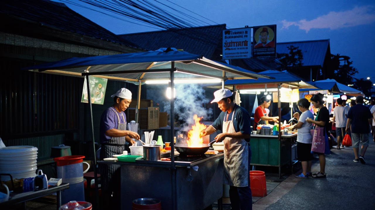 The Last Blue Light Of Evening on Evening Scene in Chiang Mai in in Chiang Mai, Thailand
