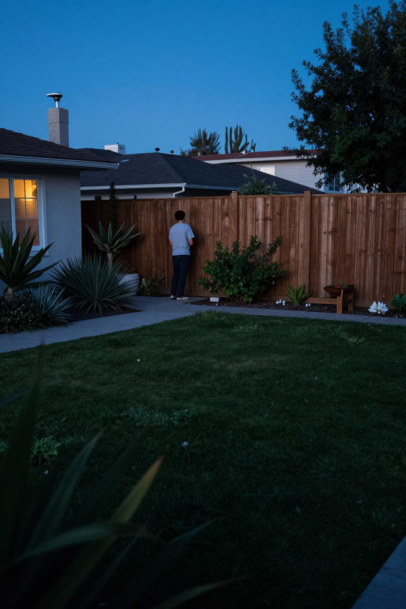 The Last Blue Light Of Evening on Garden Scene in Los Angeles in in Los Angeles, California, United States