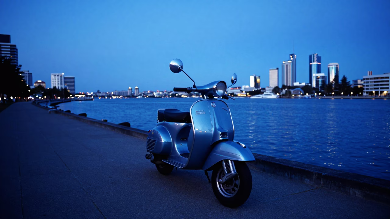The Last Blue Light Of Evening on Harbor Promenade in Perth in in Perth, Western Australia, Australia
