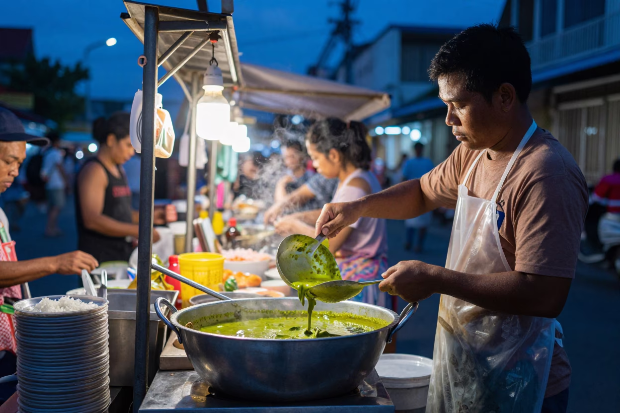 The Last Blue Light Of Evening on Jasmine Rice in Phuket in in Phuket, Thailand