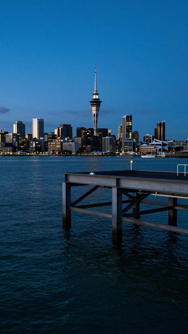 The Last Blue Light Of Evening on Maintenance Cradle in Auckland in in Auckland, New Zealand