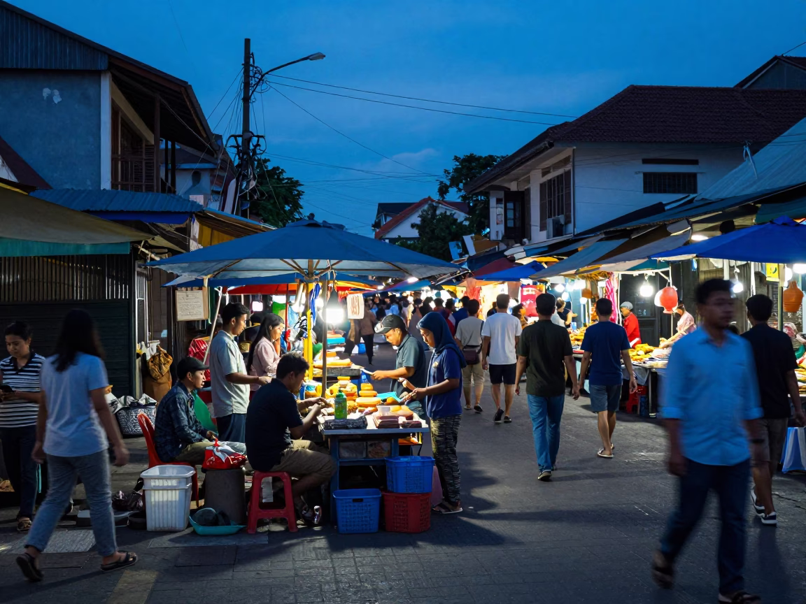 The Last Blue Light Of Evening on Market Scene in Yogyakarta in in Yogyakarta, Indonesia