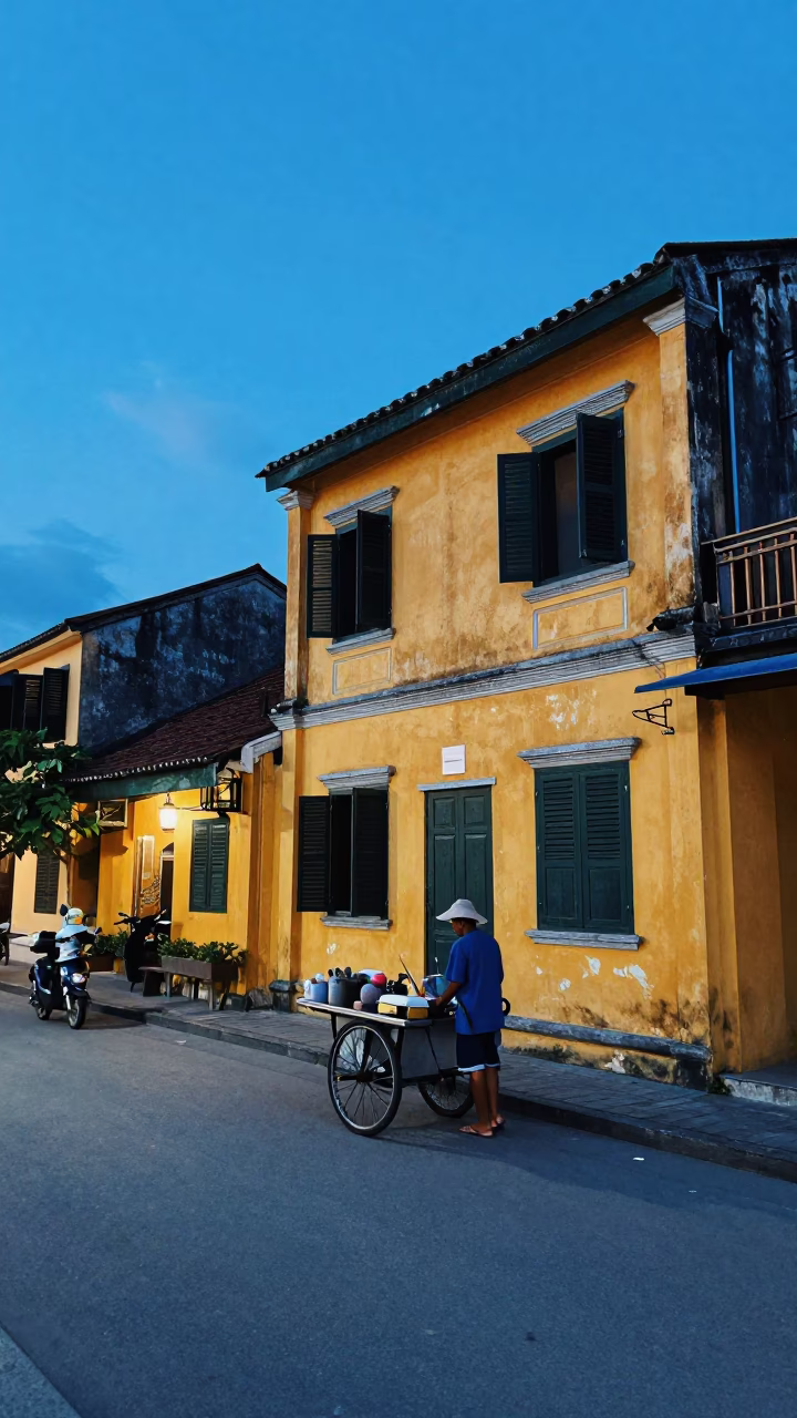 The Last Blue Light Of Evening on Street Life in Hoi An in in Hoi An, Vietnam