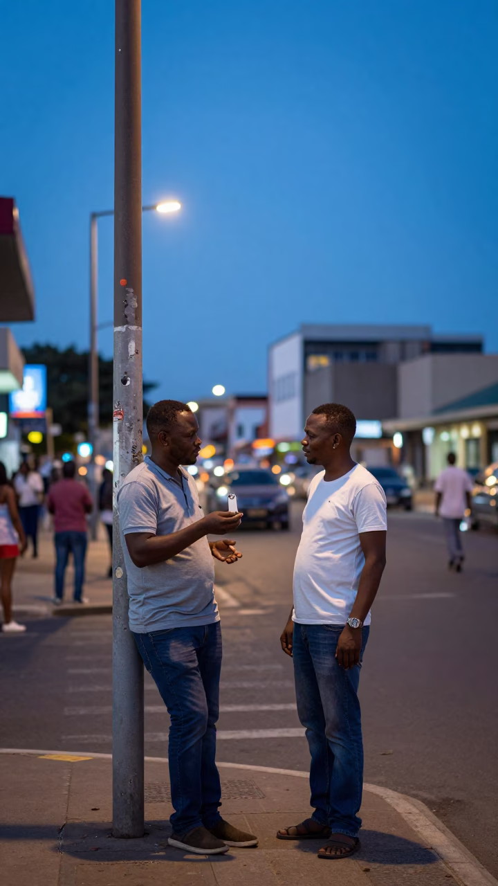 The Last Blue Light Of Evening on Street Scene in Durban in in Durban, South Africa