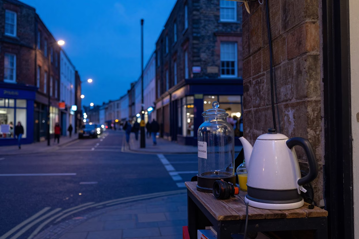 The Last Blue Light Of Evening on Street Scene in Bristol in in Bristol, United Kingdom