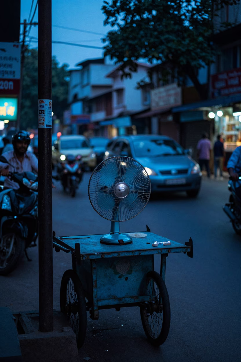 The Last Blue Light Of Evening on Street Scene in Delhi in in Delhi, India