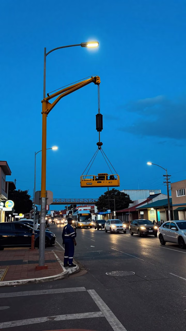 The Last Blue Light Of Evening on Street Scene in Durban in in Durban, South Africa