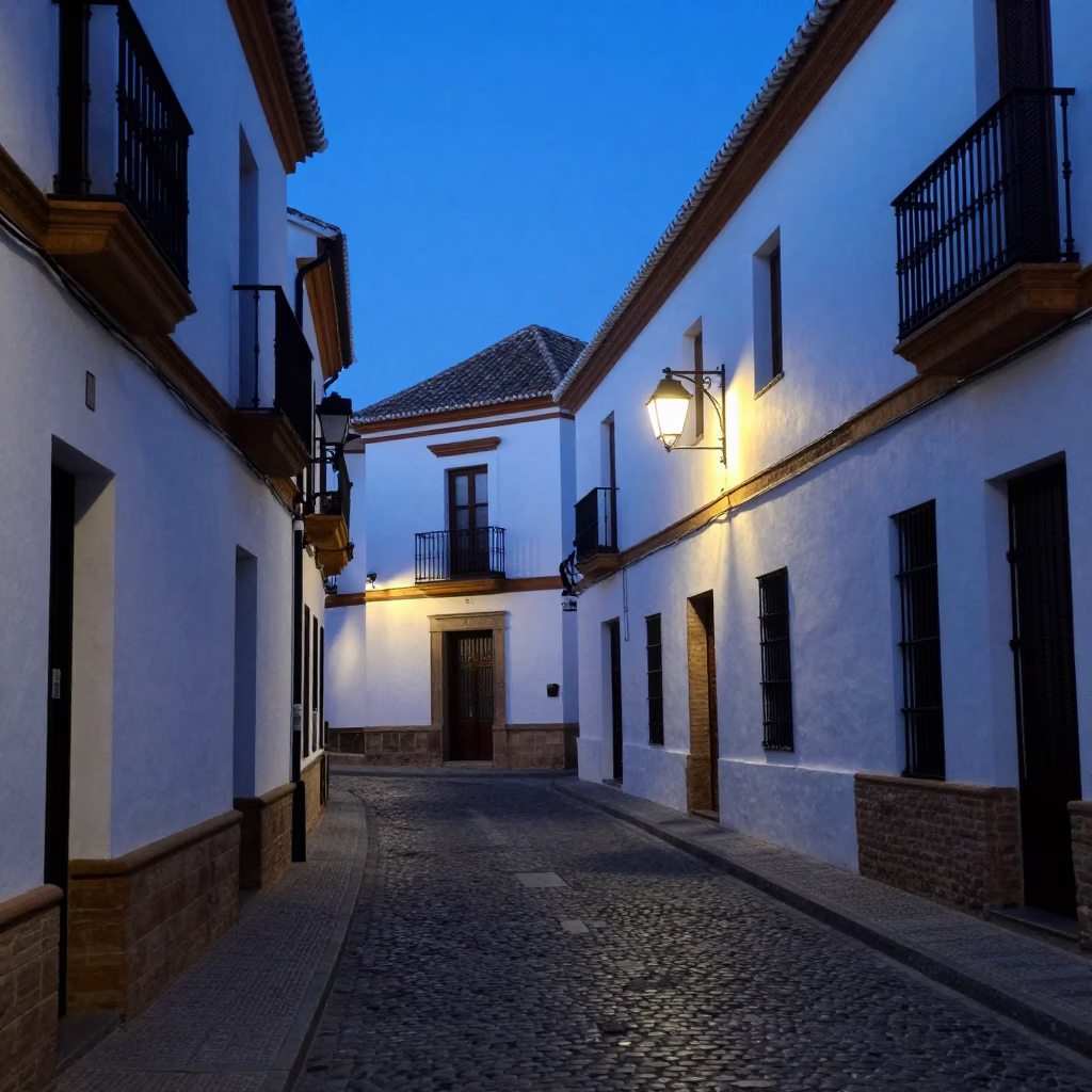 The Last Blue Light Of Evening on Street Scene in Granada in in Granada, Spain