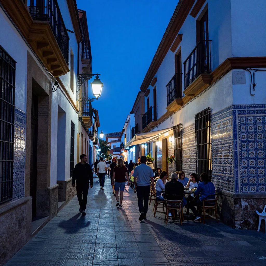 The Last Blue Light Of Evening on Street Scene in Granada in in Granada, Spain