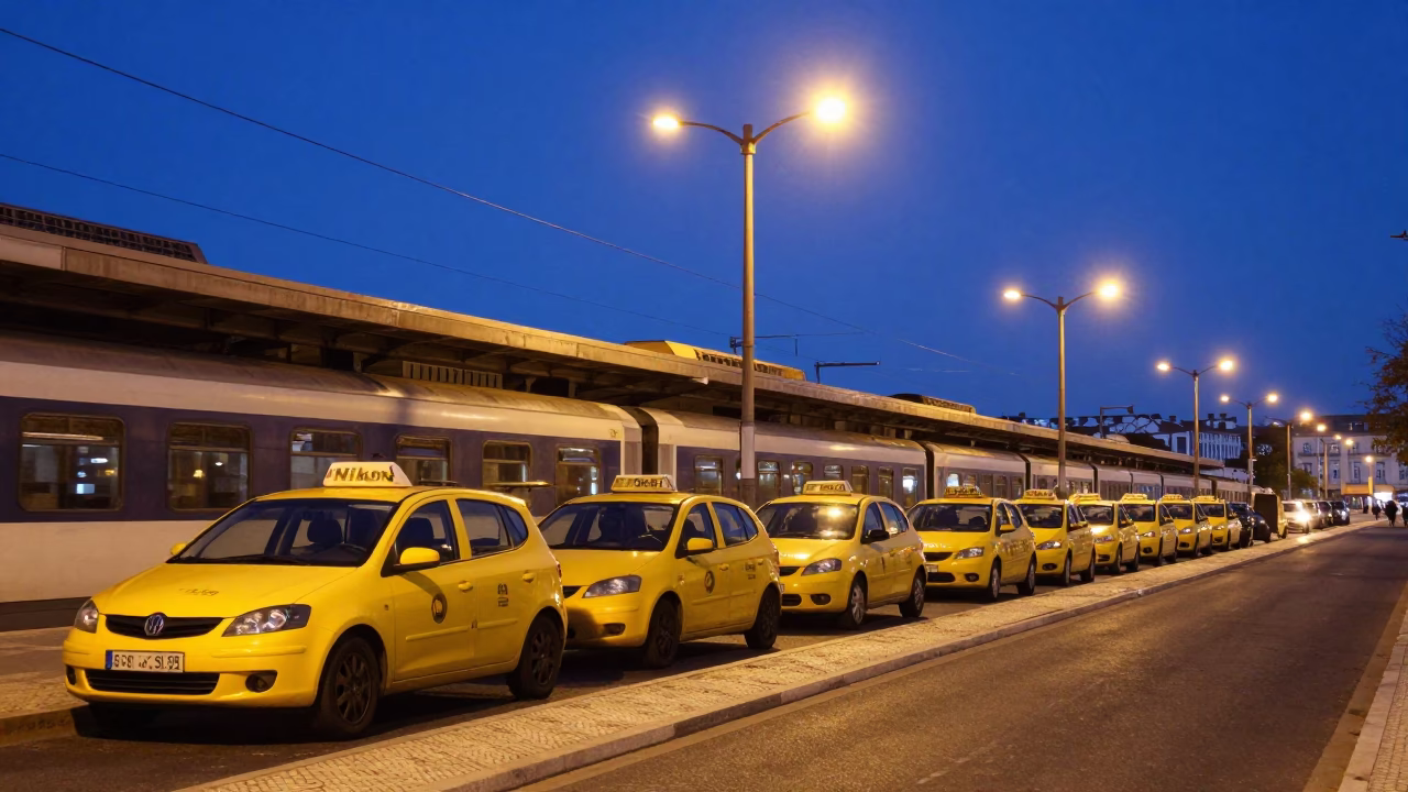 The Last Blue Light Of Evening on Train Station in Lisbon in in Lisbon, Portugal