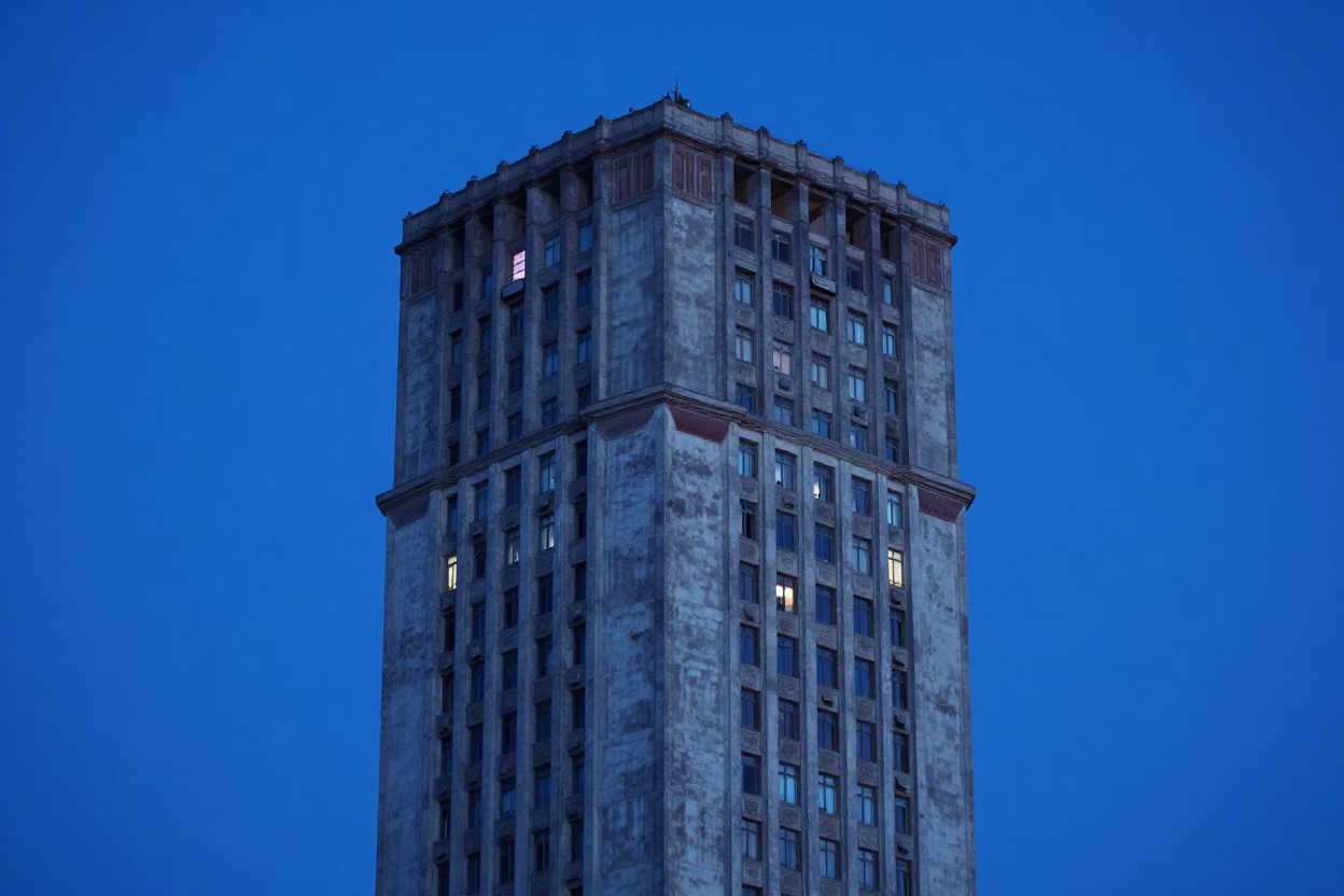 The Last Blue Light Of Evening on University Tower in Athens in in Athens, Greece