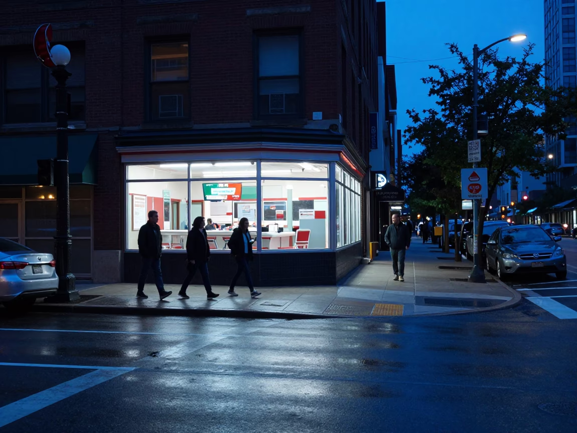 The Last Blue Light Of Evening on Urban Life in Chicago in in Chicago, Illinois, United States