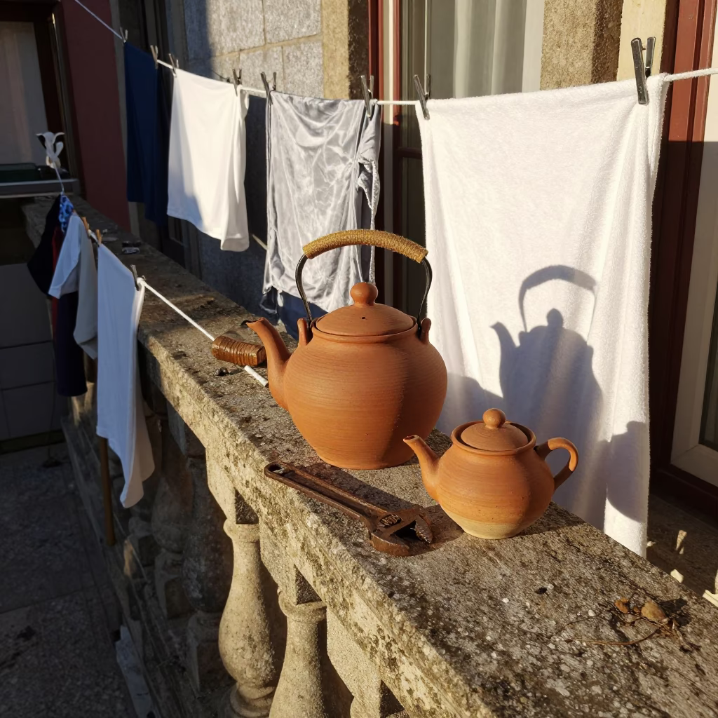 The Late Afternoon Light on Clay Teapot in Porto in in Porto, Portugal