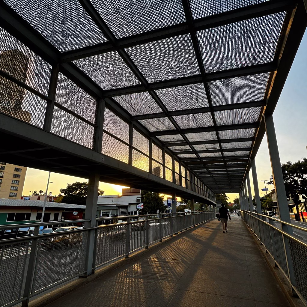 The Late Afternoon Light on Pedestrian Overpass in Johannesburg in in Johannesburg, South Africa