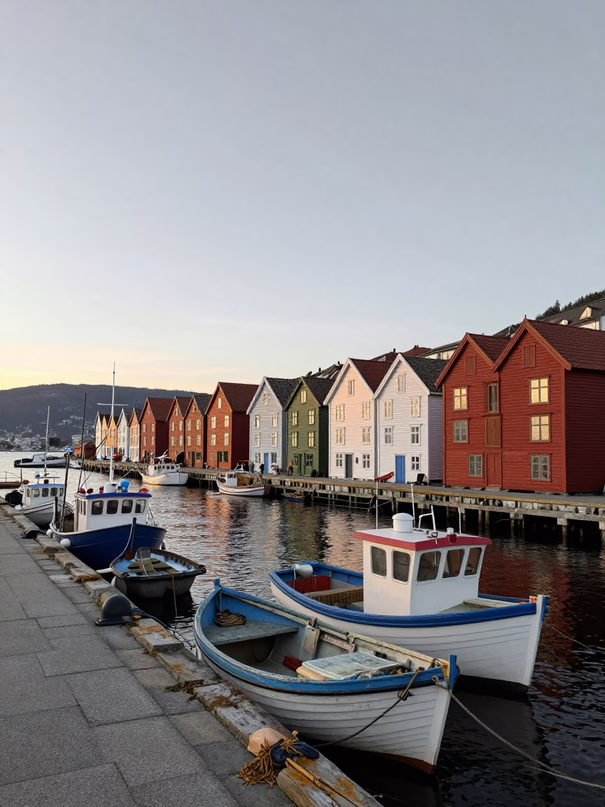 The Late Afternoon Light on Sky Horizon in Bergen in in Bergen, Norway