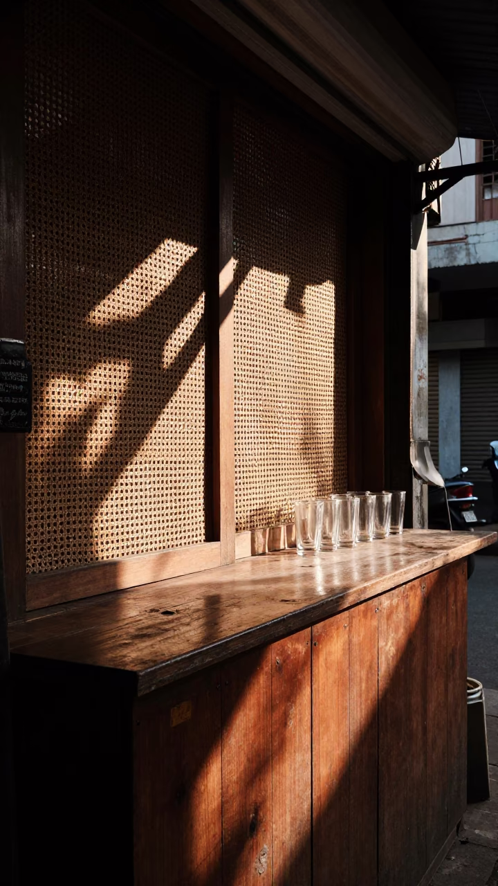 The Late Afternoon Light on Street Scene in Chennai in in Chennai, India