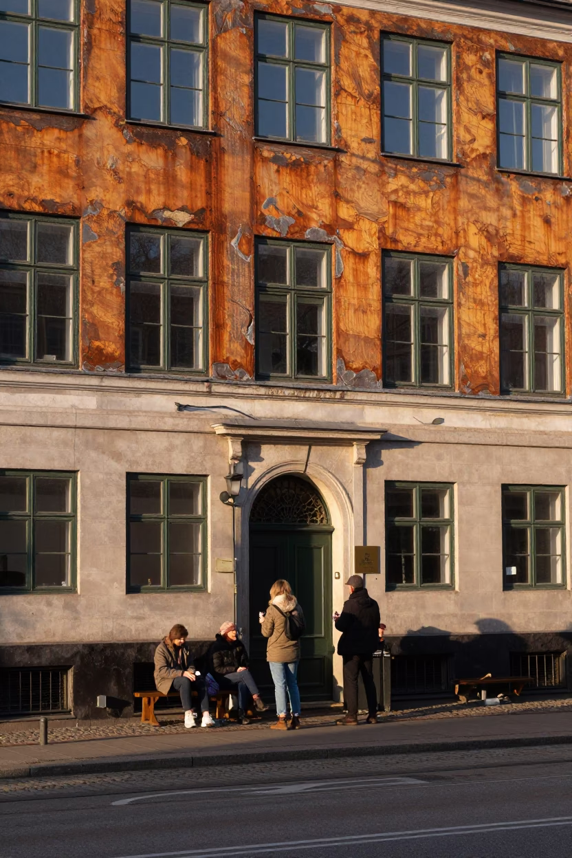 The Late Afternoon Light on Street Scene in Copenhagen in in Copenhagen, Denmark