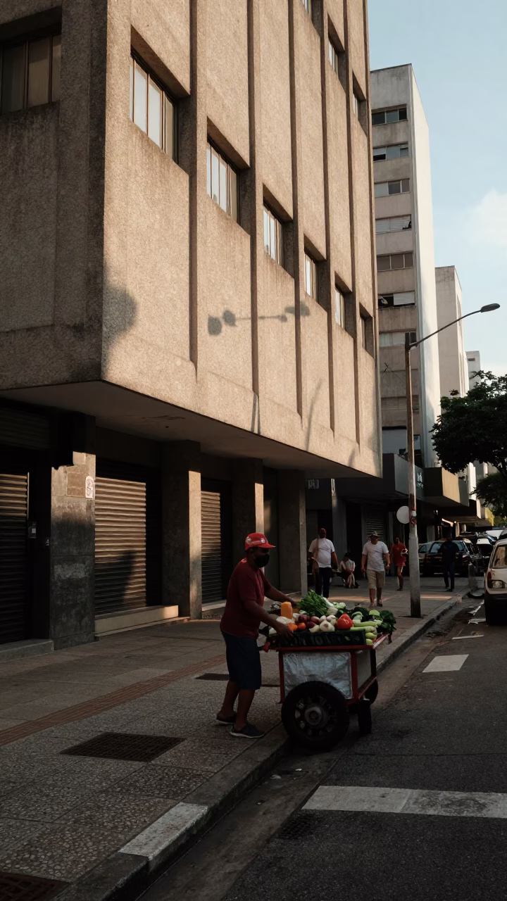 The Late Afternoon Light on Street Scene in São Paulo in in São Paulo, Brazil