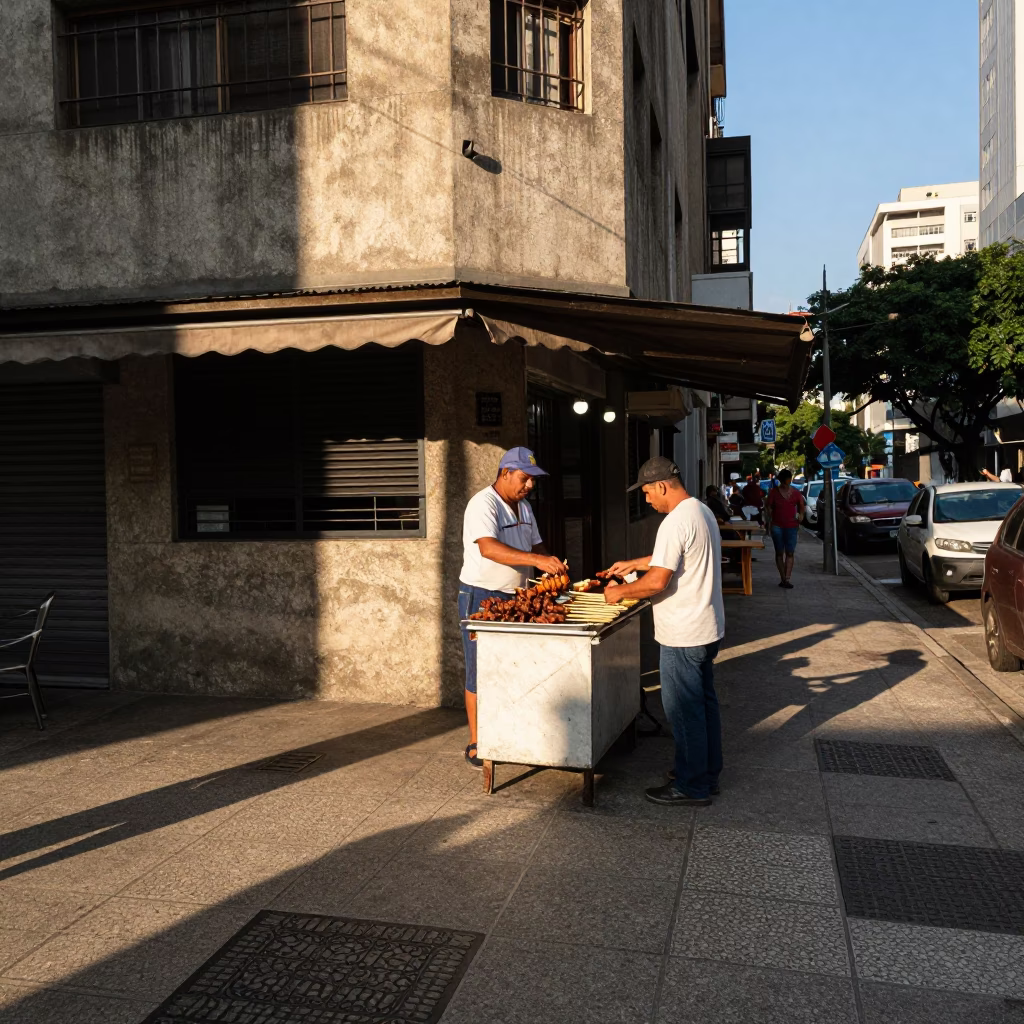 The Late Afternoon Light on Street Scene in São Paulo in in São Paulo, Brazil