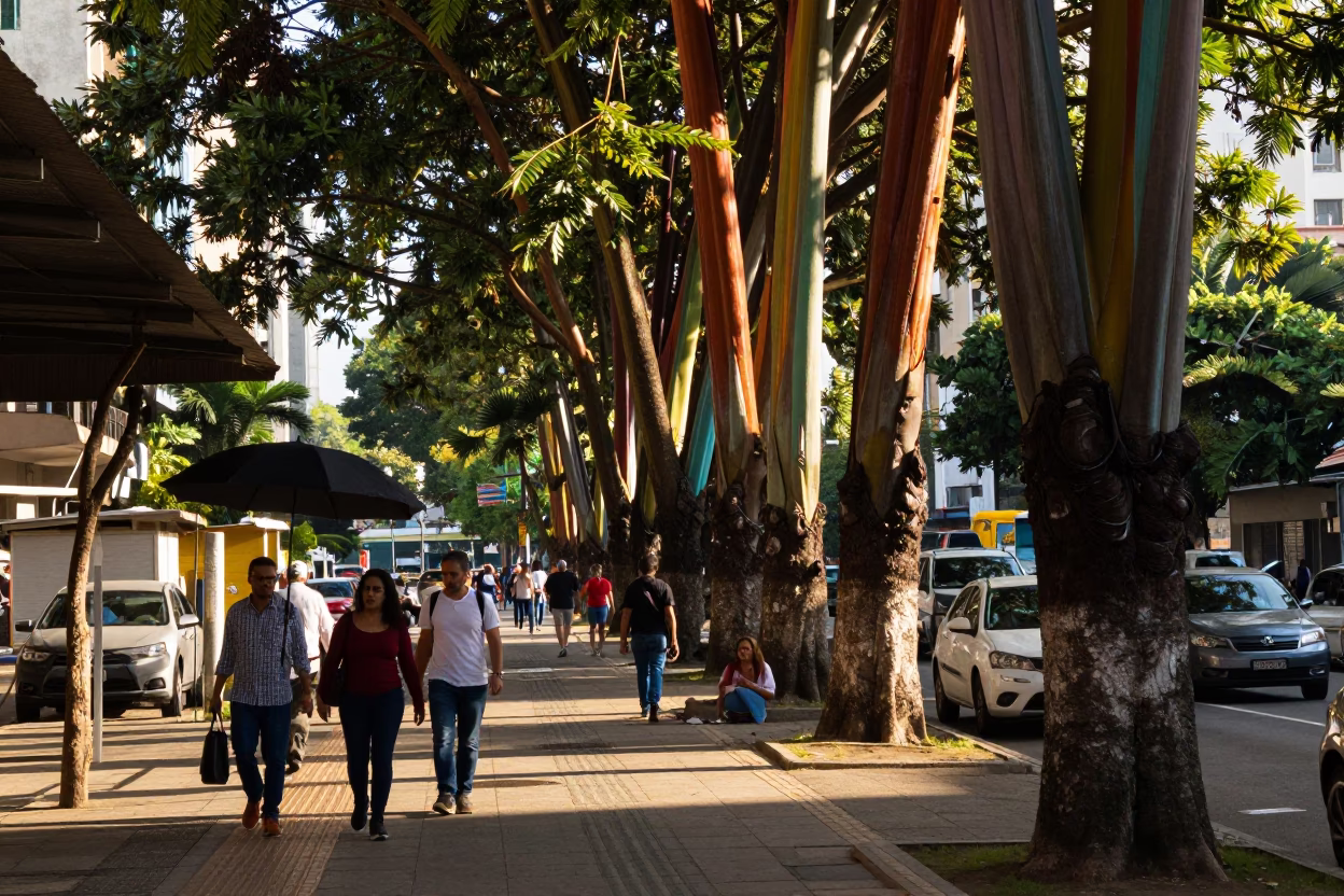 The Late Afternoon Light on Street Scene in São Paulo in in São Paulo, Brazil