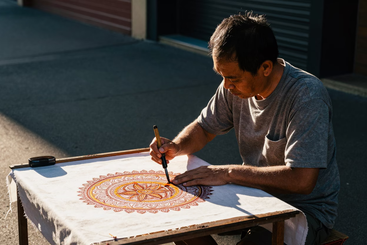The Late Morning Light on Batik Artist in Melbourne in in Melbourne, Victoria, Australia
