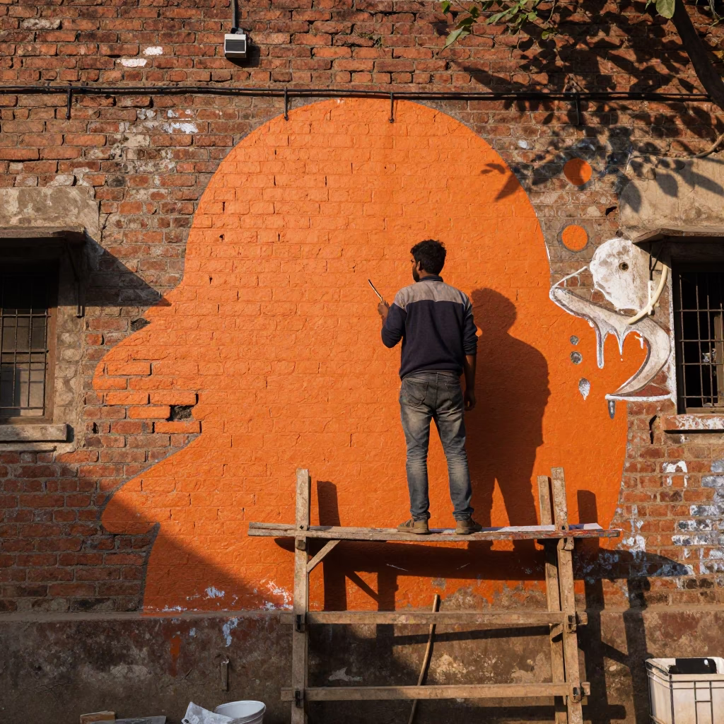 The Late Morning Light on Being Painted in Delhi in in Delhi, India