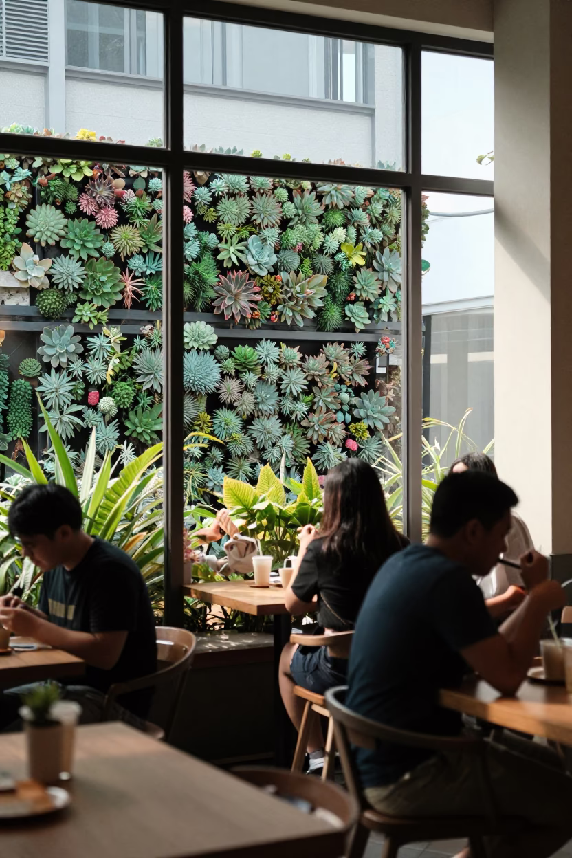 The Late Morning Light on Cafe Interior in Singapore in in Singapore, Singapore
