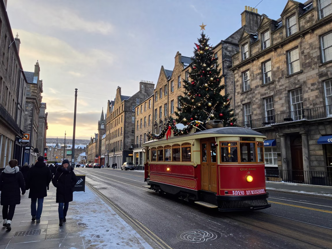 The Late Morning Light on Christmas in Edinburgh in in Edinburgh, United Kingdom