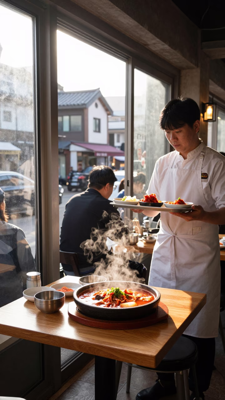 The Late Morning Light on Food Scene in Seoul in in Seoul, South Korea