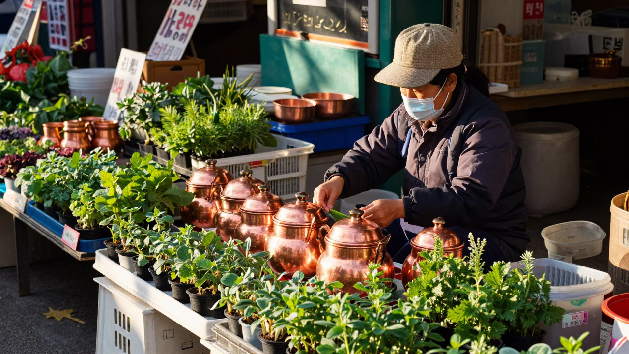 The Late Morning Light on Herbs in Busan in in Busan, South Korea