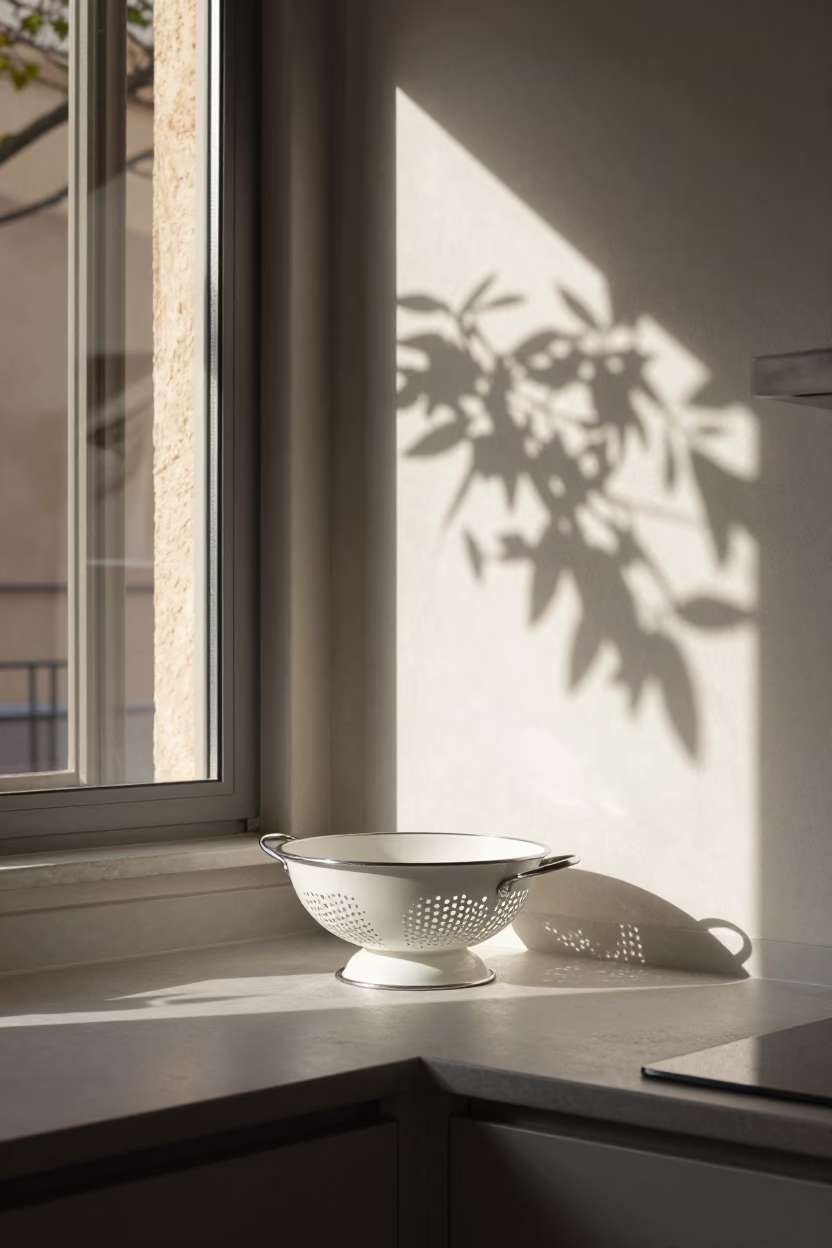 The Late Morning Light on Light Kitchen in Bologna in in Bologna, Italy